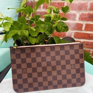 Louis Vuitton Damier Ebene Neverfull Pouch Wristlet